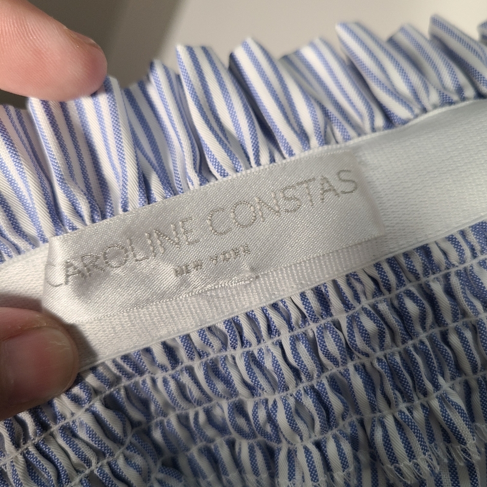 Caroline Constas "Lou" off the shoulder striped cotton blue/White top - Picture 11 of 11